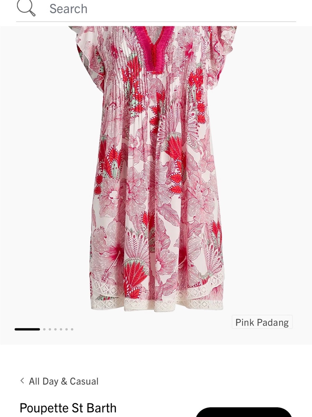 Poupette St. Barth Pink and White Printed V-Neck Mini Dress - Picture 4 of 5
